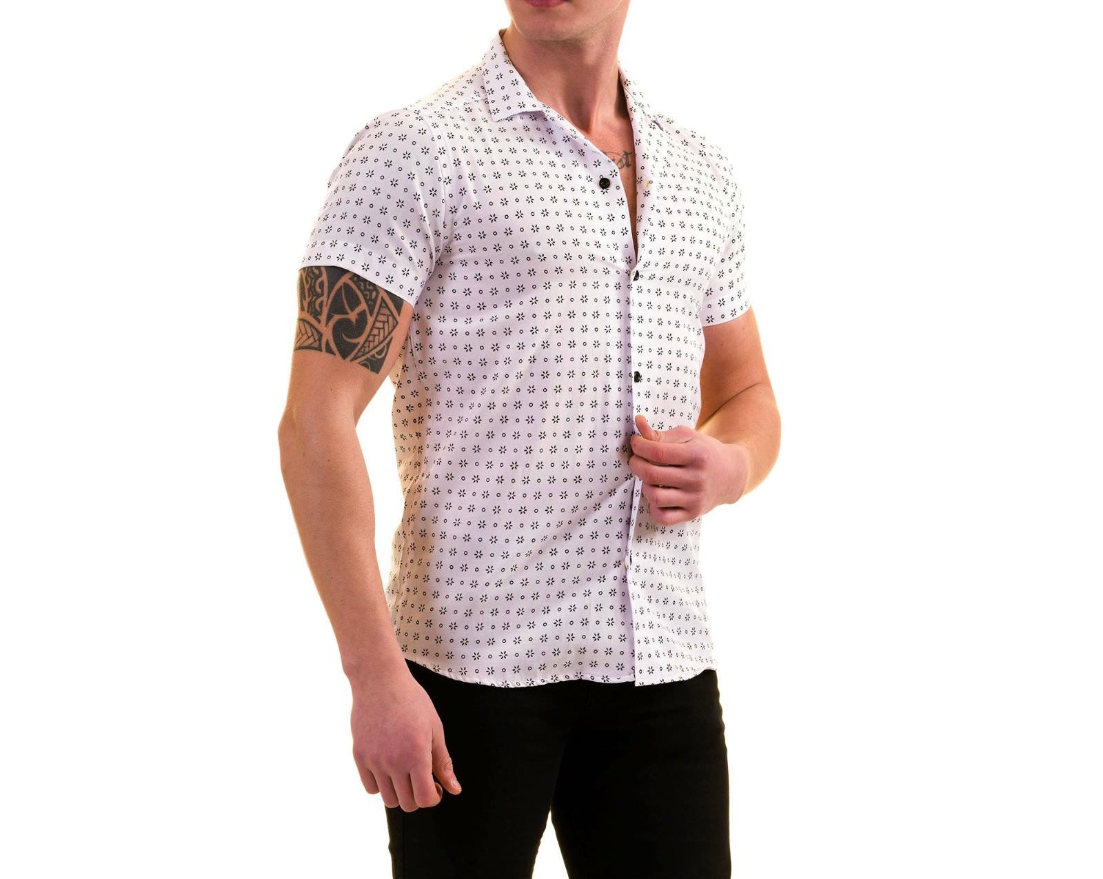 GRAVITY COTTON WHITE PRINTED SHORT SLEEVE SS24